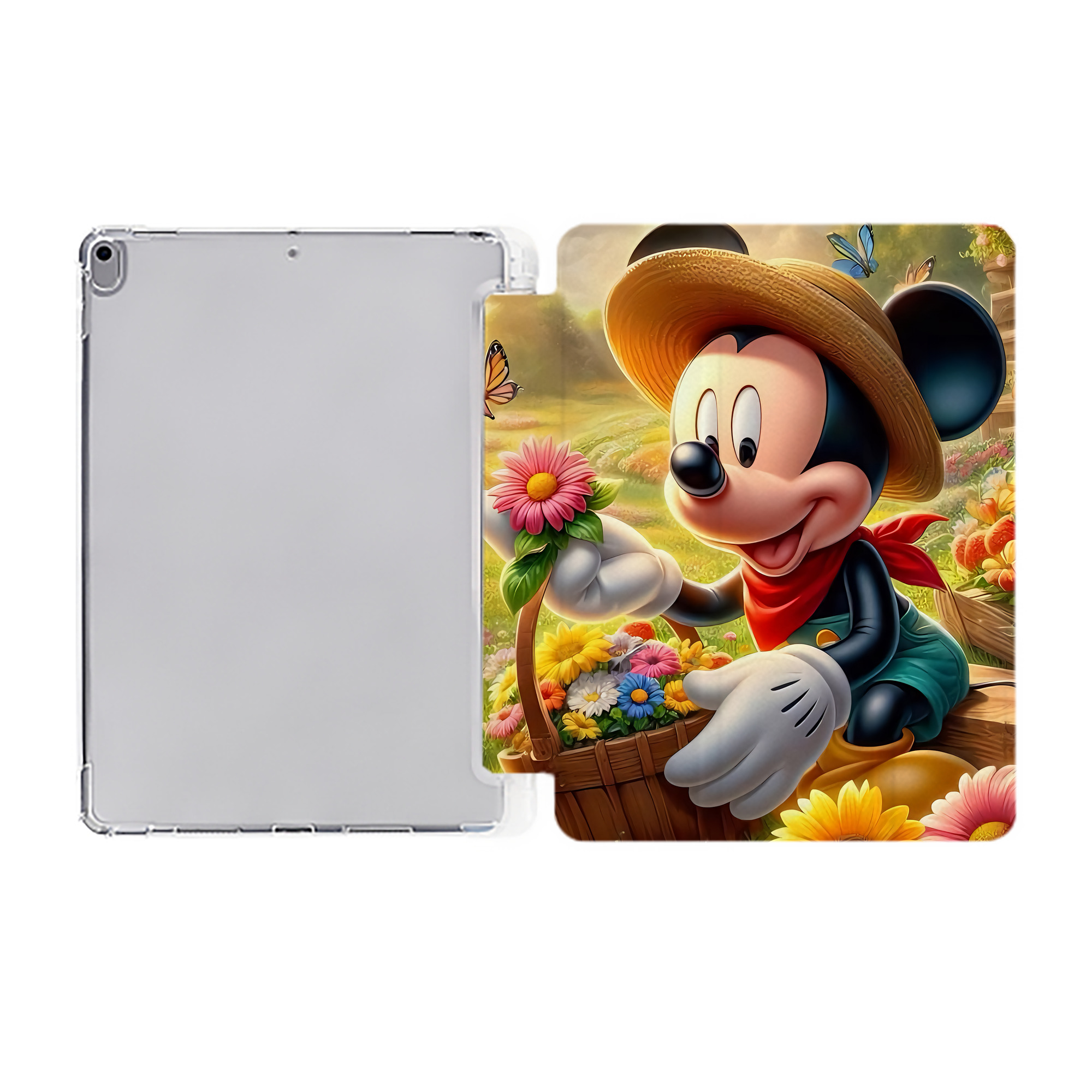 ミッキーマウス Mickey Mouse IPad ケース ペン収納付き 三つ折りスタンド PUレザー×シリコン 対応機種9.5/10.5/10.9インチ